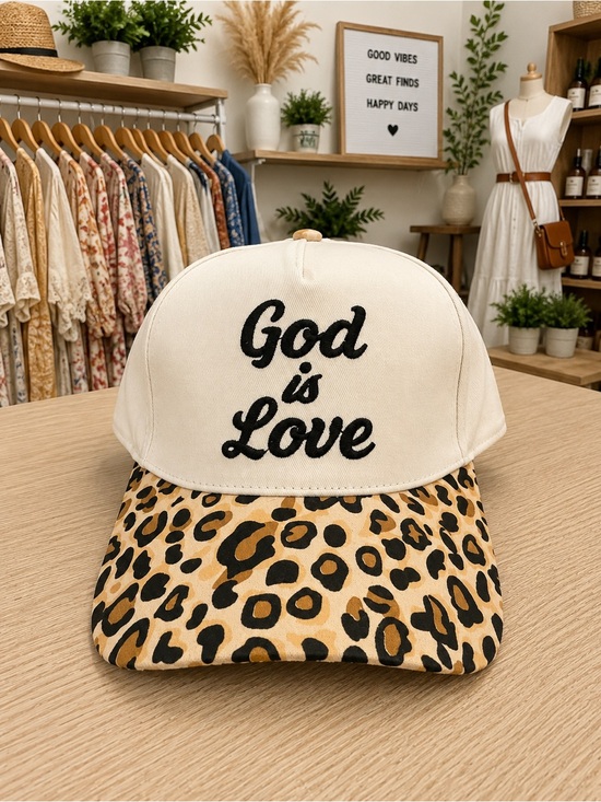 Zenana Outfitters Accessories - God Is Love Leopard Print Trucker Hat NWOT Snapback Christian Cap